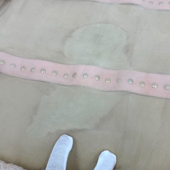 IW0890 Valentino Valentino Beige Studded Cow Leather Mink Fur Jacket Size 42 Sli - Picture 8 of 9